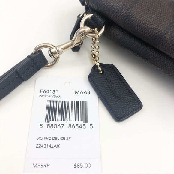 Coach Signature Double Corner Zip Wristlet - Picture 5 of 8